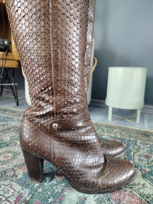 Кафяви кожени ботуши 40