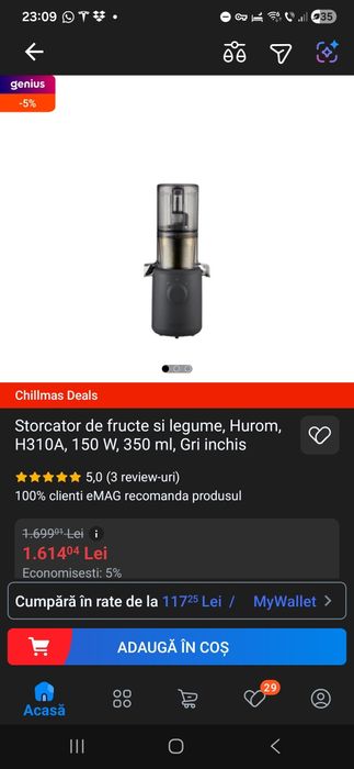 Hurom H310A Storcător de fructe legume slow juicer