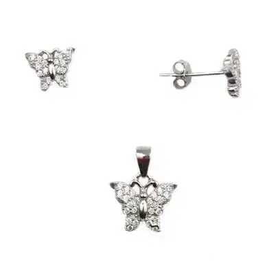 Set argint rodiat fluturasi mici - DA84