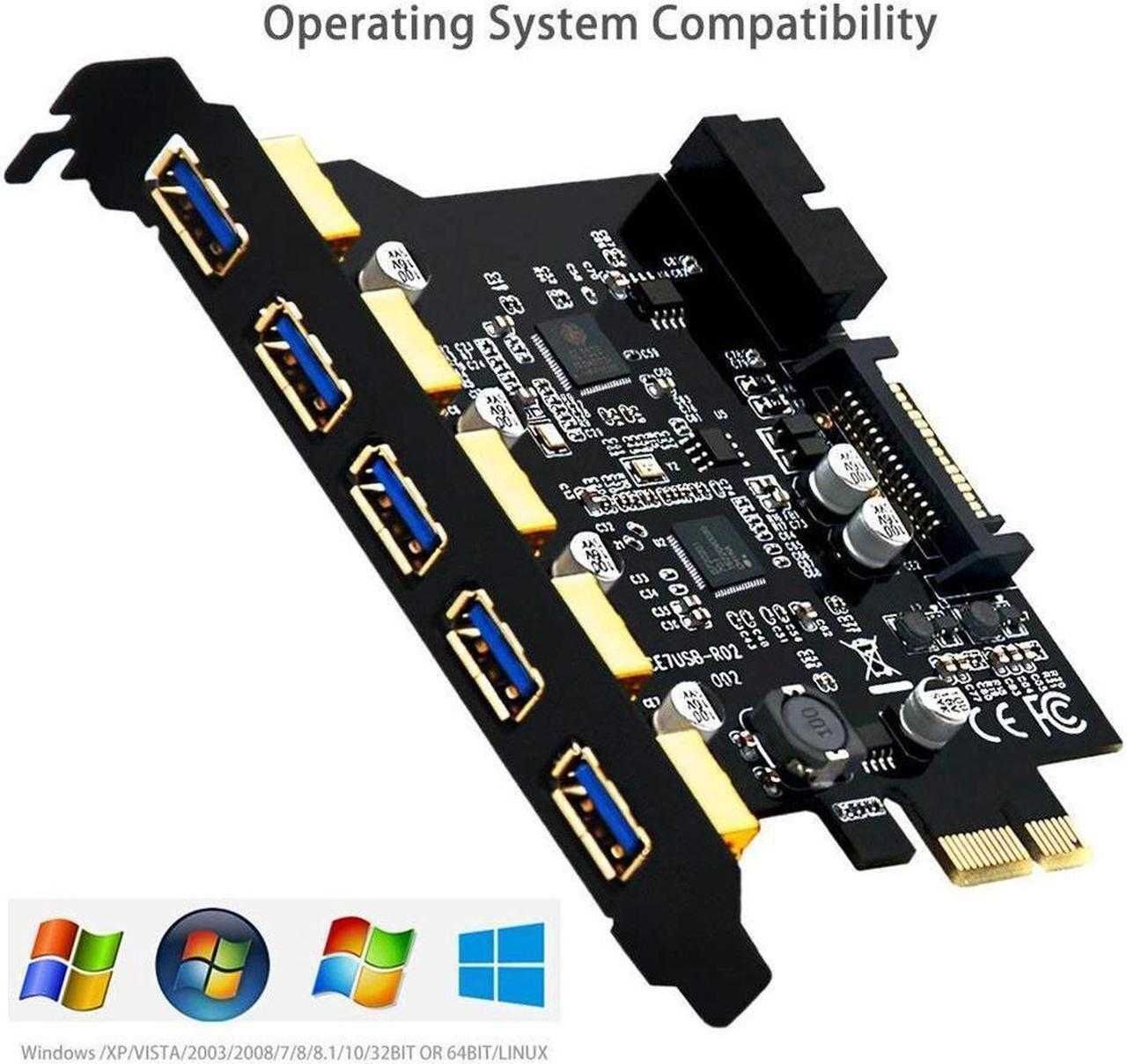 PCI-E към USB 3.0 5-портова PCI Express разширителна карта
