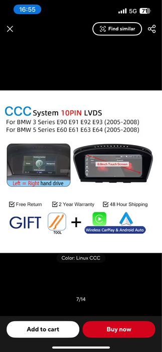 Vand navigatie CarPlay Android BMW E90 CCC