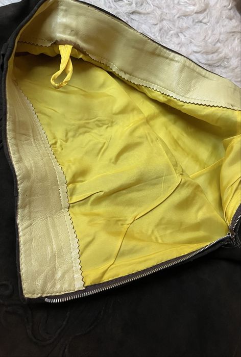 Fusta din piele cu broderie ( XS)