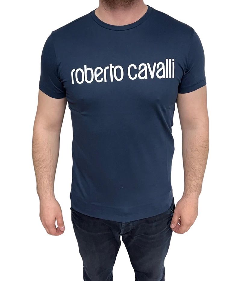 Оригинална мъжка тениска Roberto Cavalli HST68F_BLU_04926