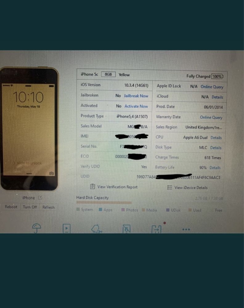 Iphone 5C Galben defect