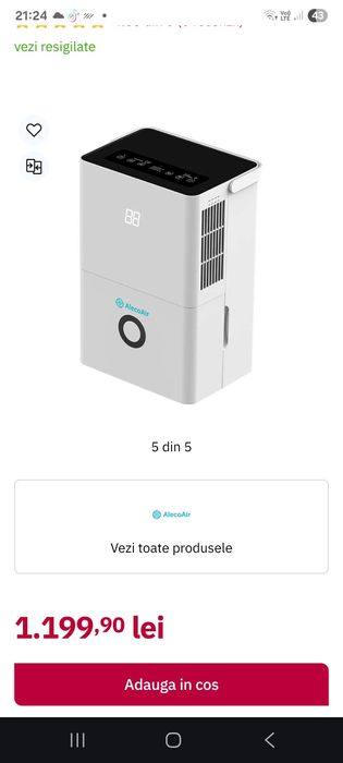 Dezumidificator si purificator AlecoairD30.Ridicare doar din Botosani