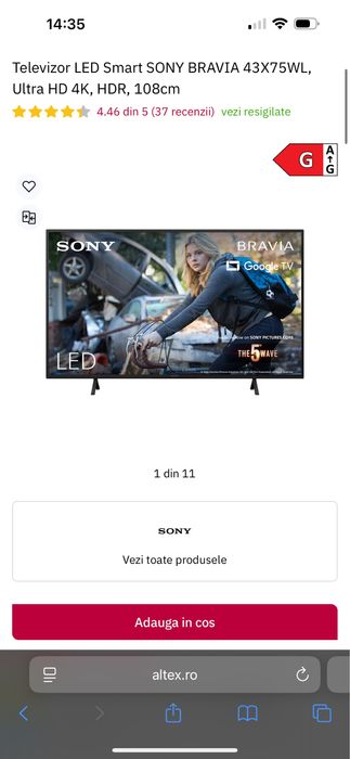 TV Sony Bravia Led 4K 108cm