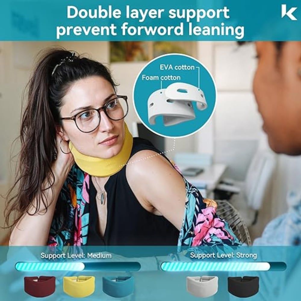 Guler Cervical Moale de Sustinere pentru Dormit, Reglabil Albastru