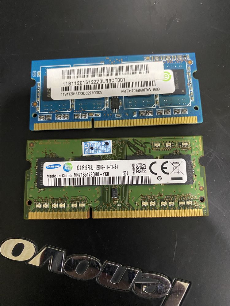 2 шт DDR-3 4GB sodimm ramalex и samsung 1600мгц