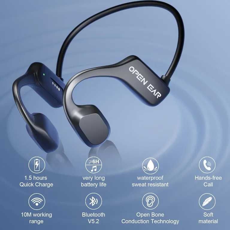 НОВИ Слушалки X1 Bone Conduction, Bluetooth 5.2 спортни водоустойчиви