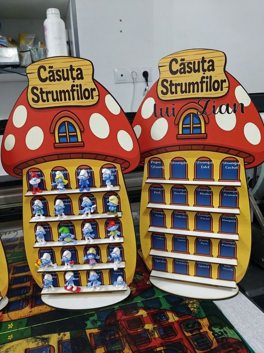 Căsuța ștrumfilor lemn 40 cm
