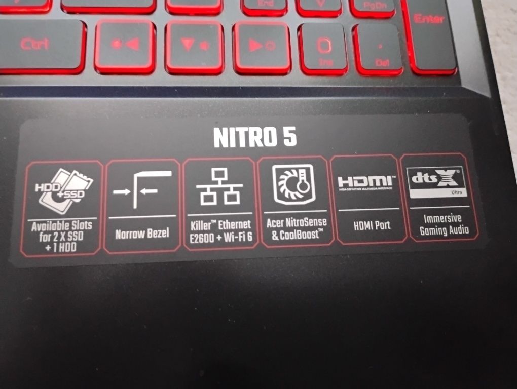 Laptop Gaming Acer Nitro 5 AMD Ryzen 7 , 32gb ram, 2,5 TB  SSD+HDD