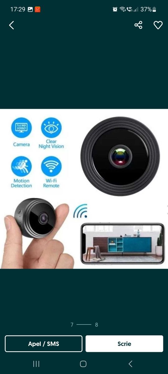 Mini camera video de supraveghere wifi spion senzor de miscare
