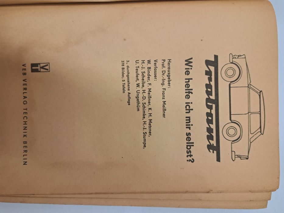 Carte tehnica Trabant, originala, in limba germana, 100 lei