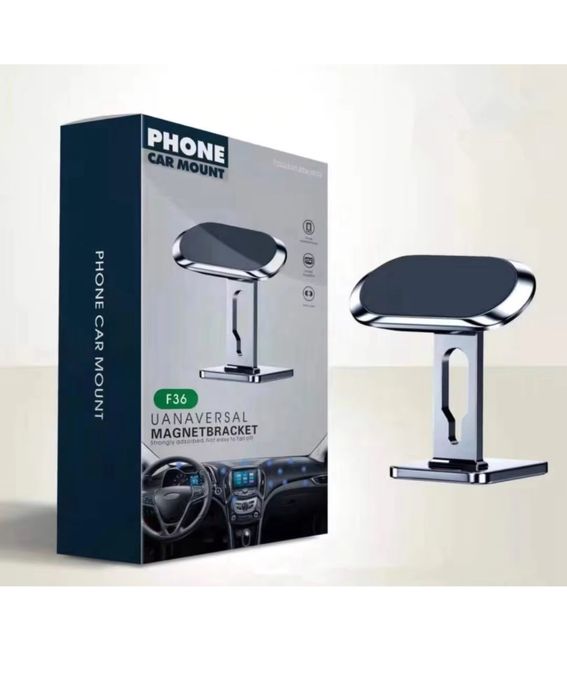 Suport Metalic Argintiu Magnetic Pliabil Telefon Auto Adeziv Inclus