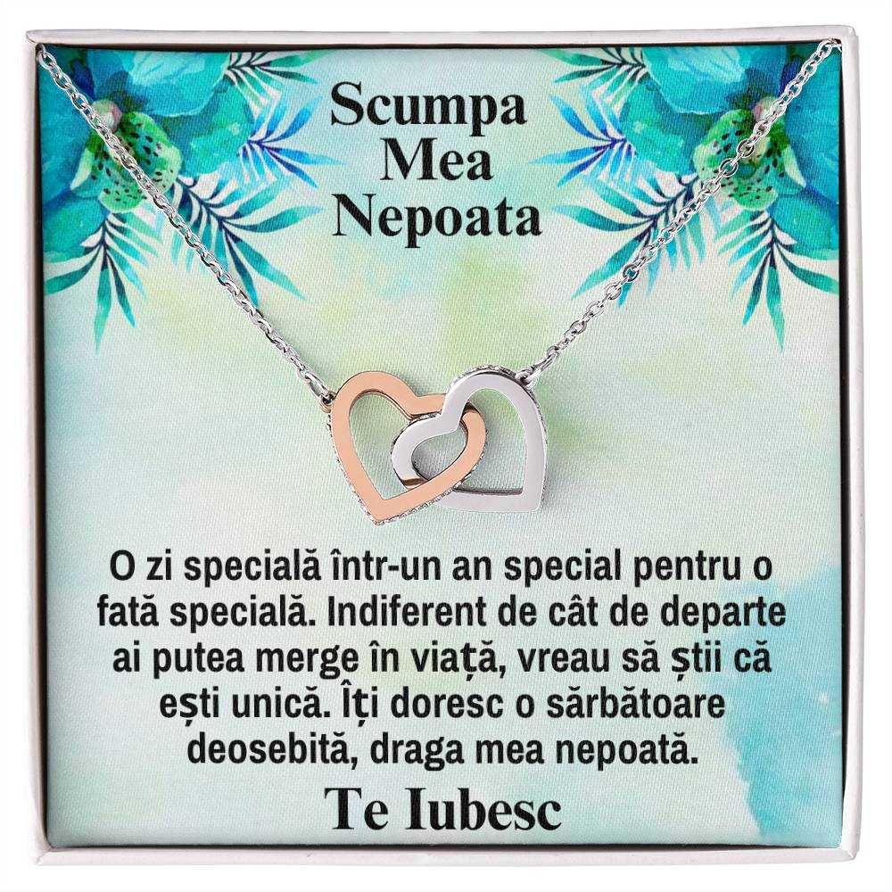 Cadou Nepoata, Colier Argint si Zirconia, Card cu Mesaj, Cutie inclusa