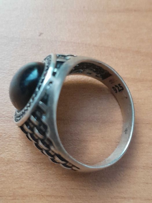 Inel vechi argint 925 marcat, onix, zirconii negre