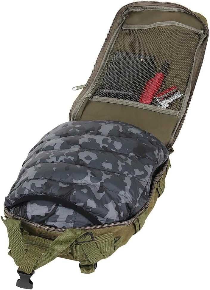 Rucsac militar verde impermeabil 26L cu sistem MOLLE curea lombara