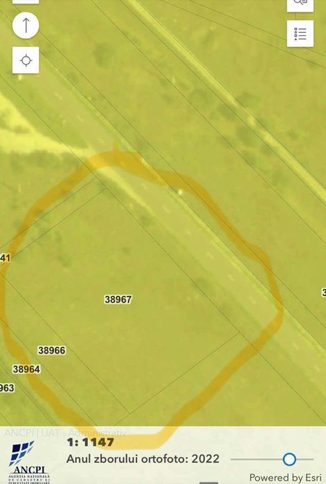 Teren intravilan de vânzare deschidere 75m – acces direct la DN 55