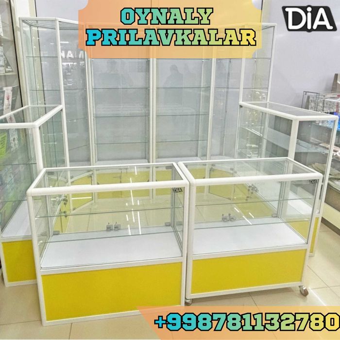 Oynaly prilavkalar, Акция, savdo uskunalari vitrinalar stellajlar