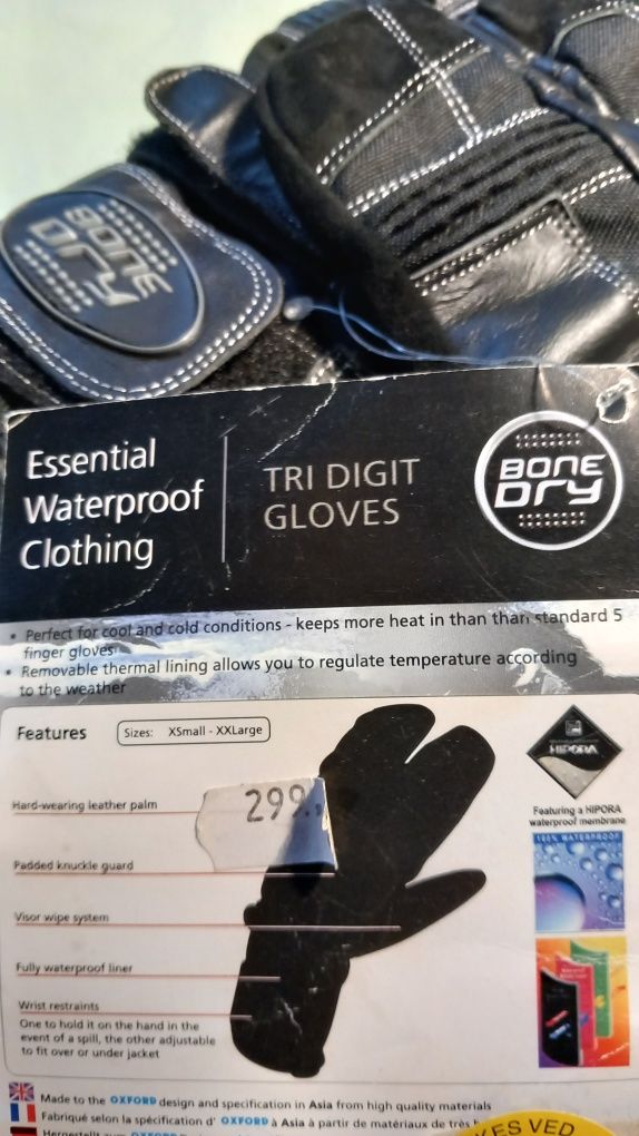 Нови мото ръкавици Oxford Bone Dry Tri Digit