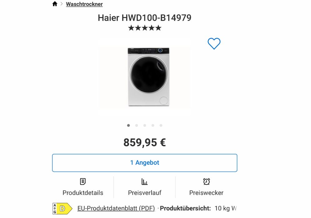 Masina de spalat rufe cu uscator Haier HWD100-B14979  I-Pro 7