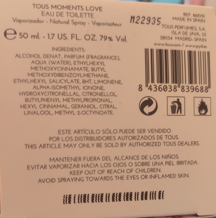 Parfum love moments Tous