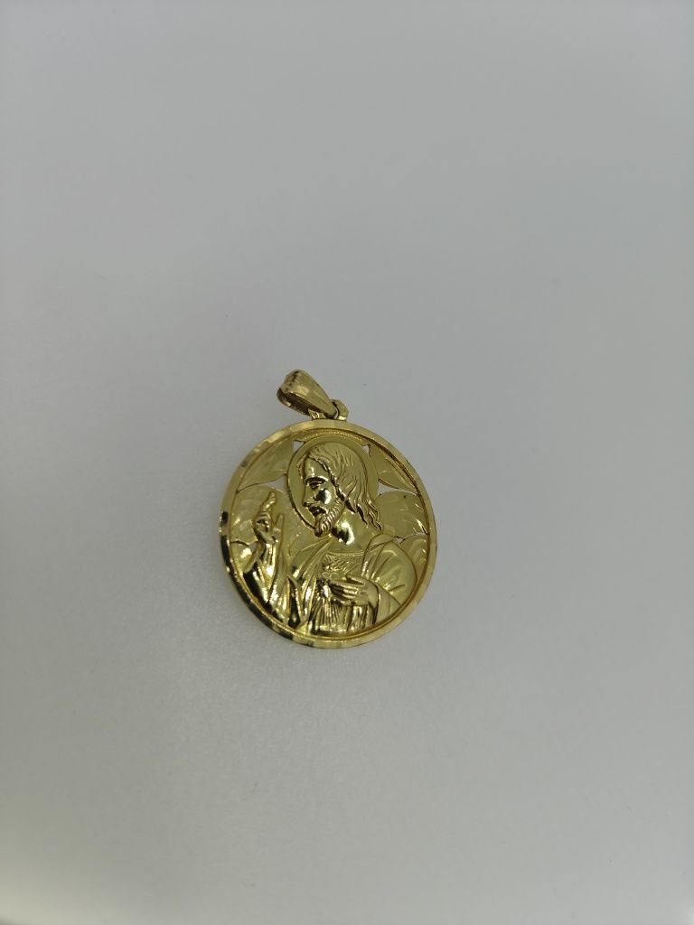 Pandantiv medalion aur 18k cu 2fete (r)
