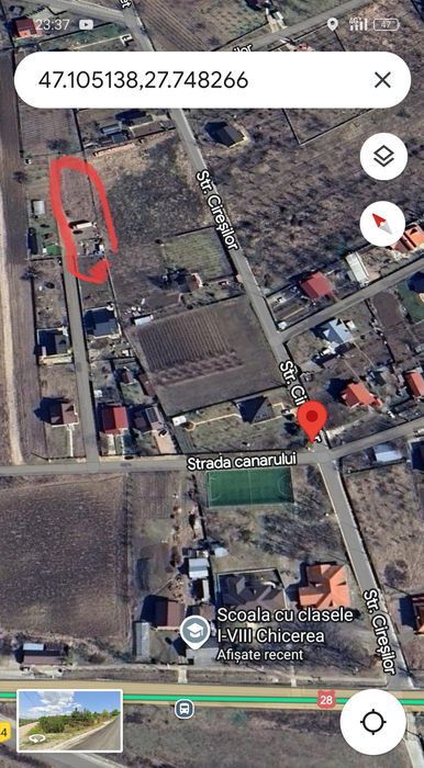 Teren 1000 mp, Chicerea/Tomești, utilitățile trase PE TEREN.