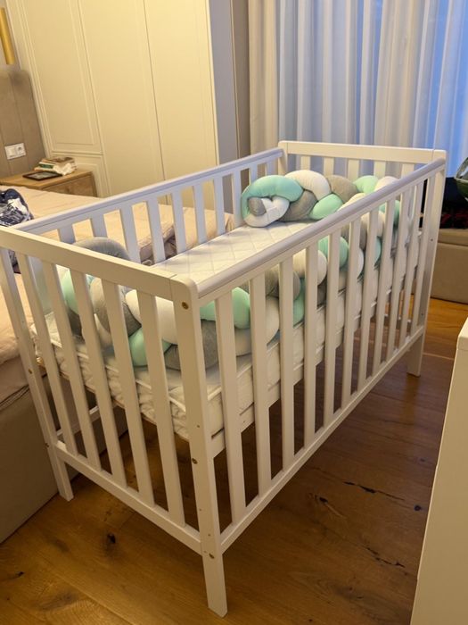 Patut copii lemn masiv si saltea 120×60 cm