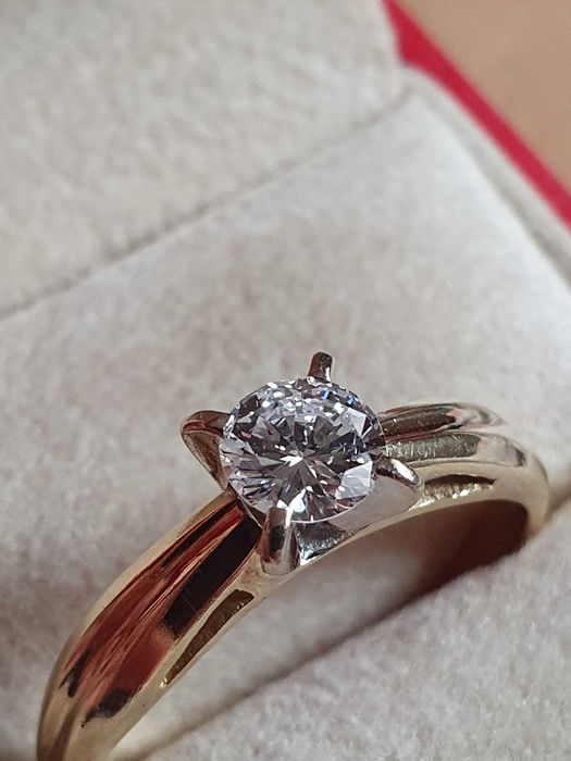 Solitair antic logodna aur 14k cu diamant natural vvs 0,5ct