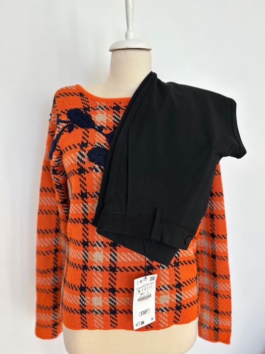 Zara нов черен панталон и Intrend MaxMara пуловер