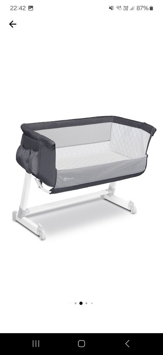 Patut 2 in 1 Lionelo Co-Sleeper Theo, Gri inchis