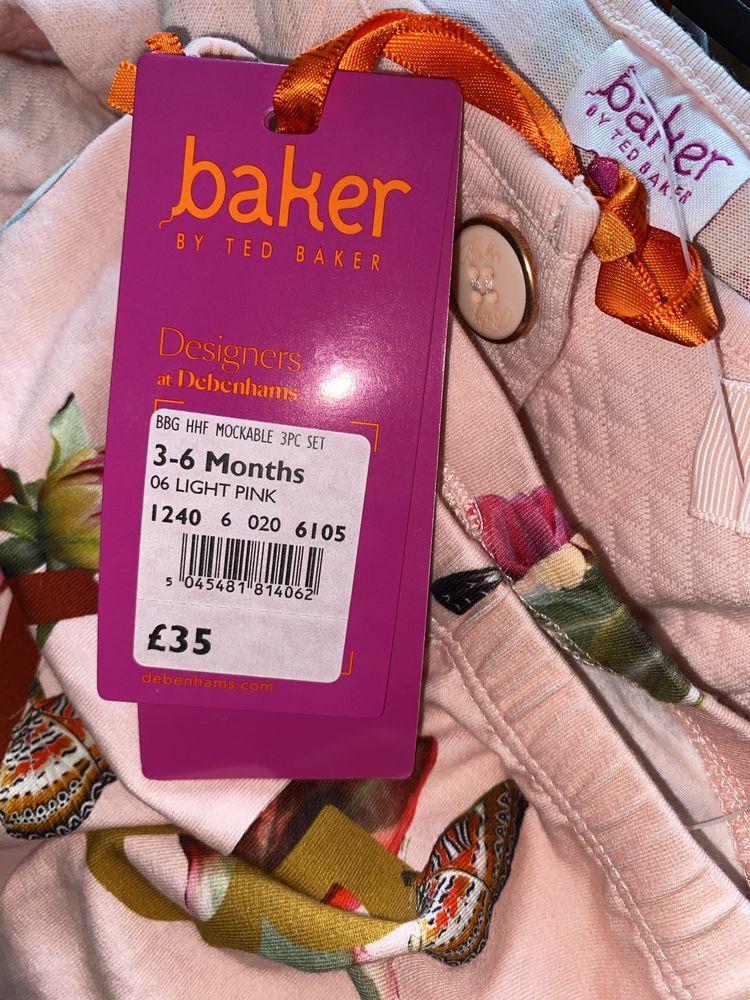 Ted Baker Оригинален розов бебешки комплект 3-6 месеца