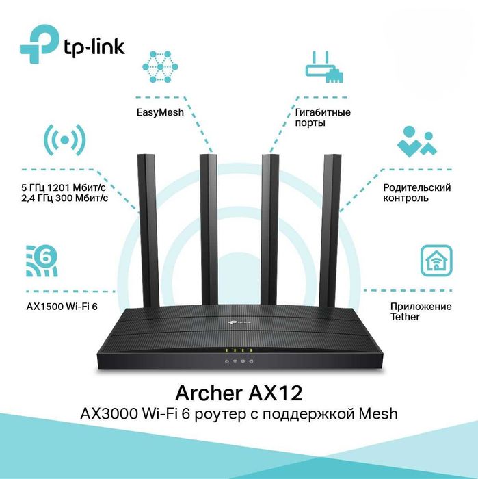 TP-Link Archer AX12 — гигабитный Wi-Fi 6 роутер AX1500. Есть доставка