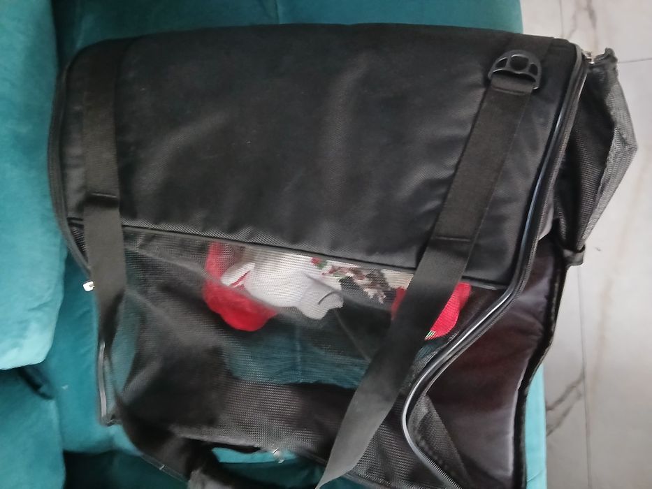 Ексклузивна Кучешка чанта от импрегниран материал   с мрежа