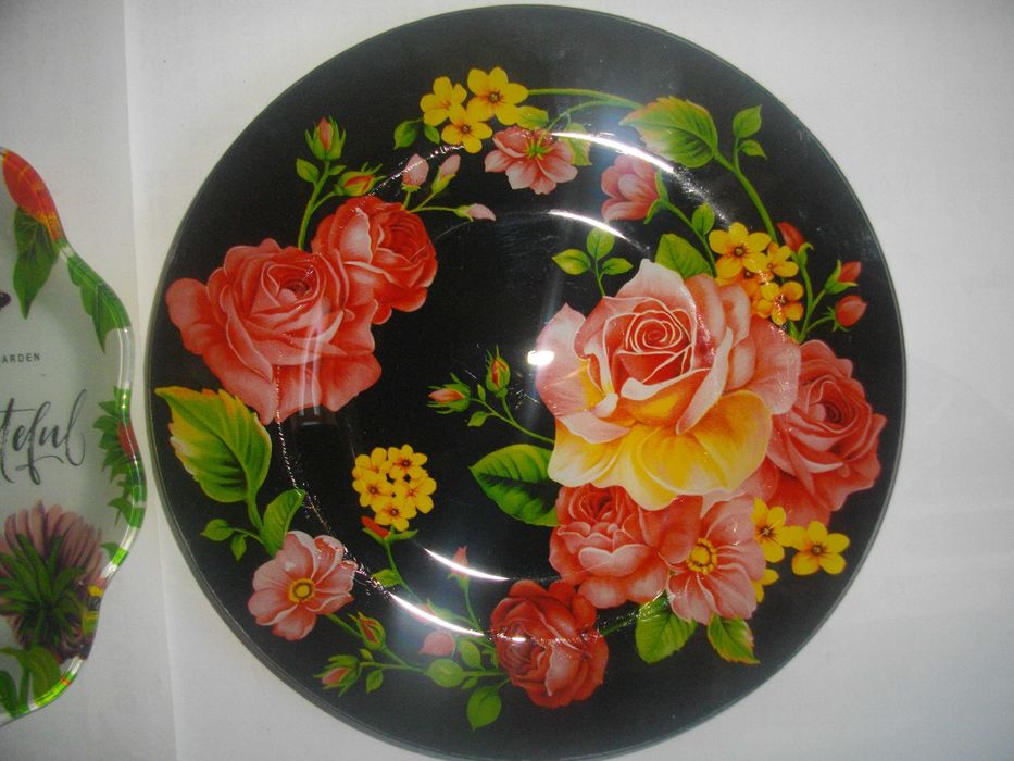 Стъклени Цветни Чинии-2 бр-Нови-ф195/200мм-Lovery Garden