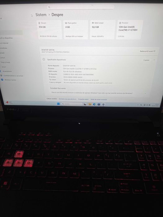 Laptop ASUS TUF F15 i7-12700H RTX 3050
