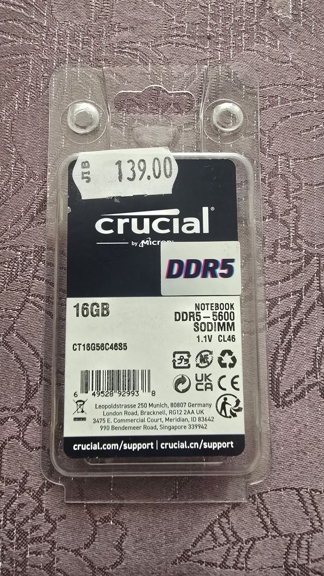 Ram Crucial DDR5 5600mhz sodimm 2x16GB 32GB