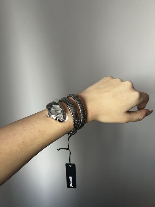 Ceas Just Cavalli damă argintiu – model șarpe elegant, nou, original