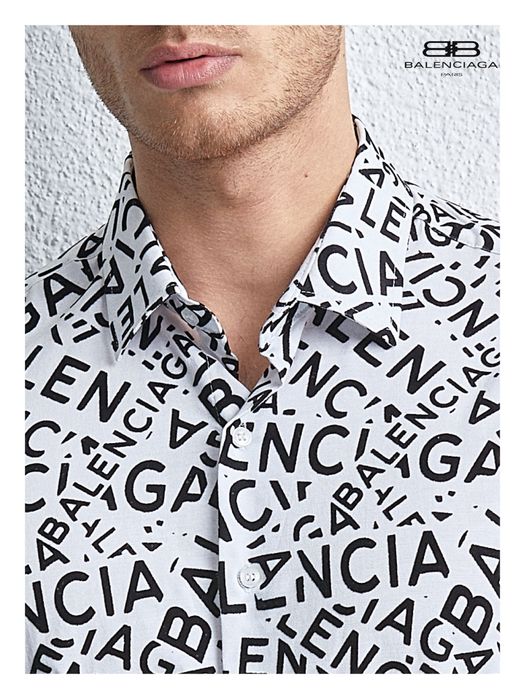 Balenciaga мъжка риза • бял модел със лого • всички размери