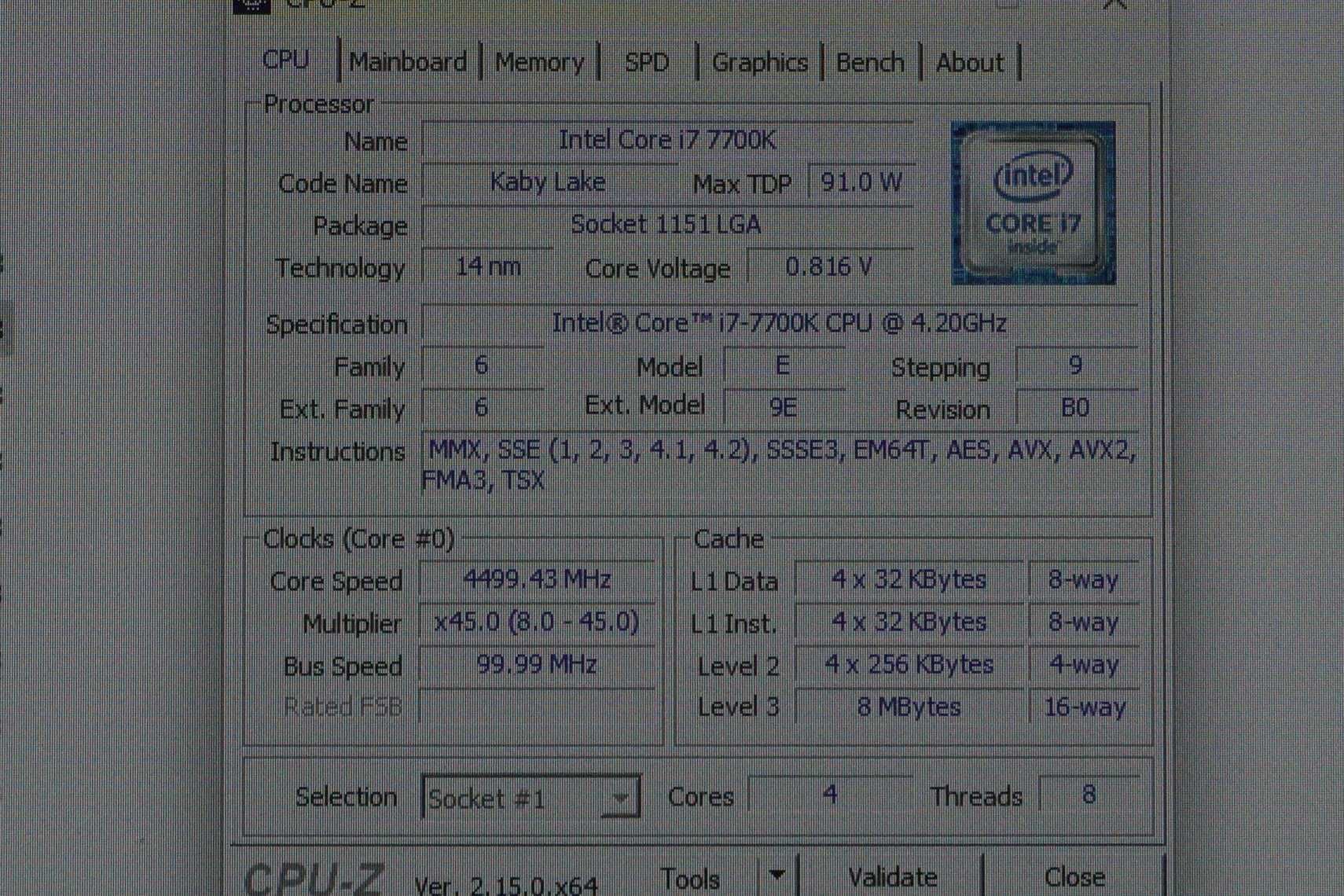 Процесор Intel Core I7 7700K 4c 8t / Вкл.ДДС