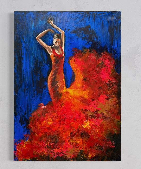 Tablou pictura pe panza dansatoare flamenco
