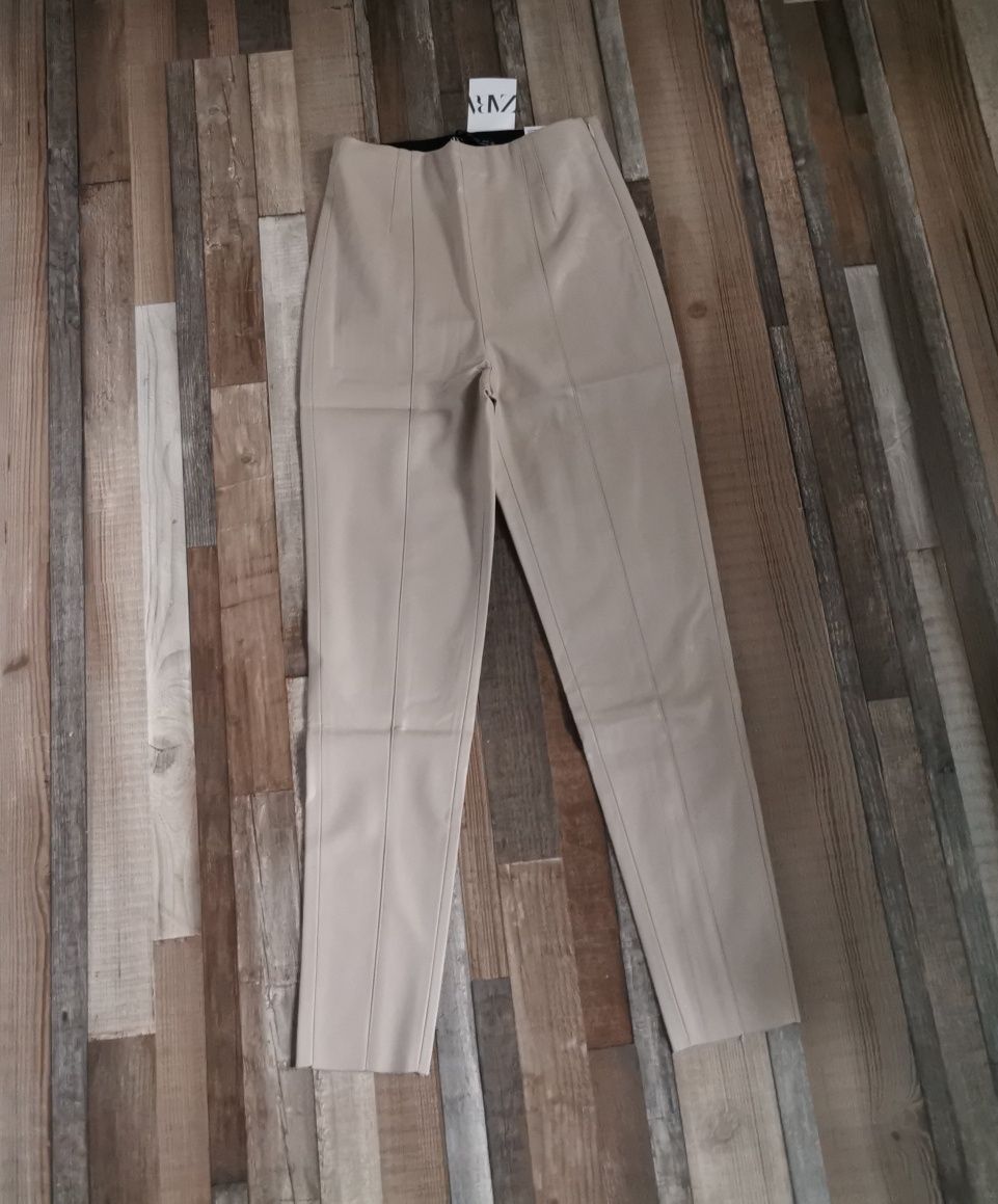 Leggins cu talie înaltă cu efect de piele zara mas xs