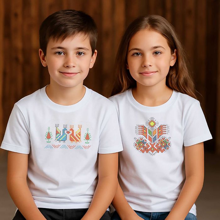 Детска тениска с бродирана шевица