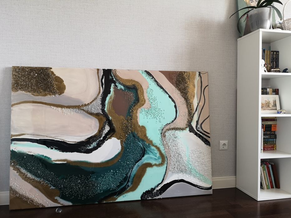 Большая эффектная картина из эпоксидной смолы (1м/1,5м)