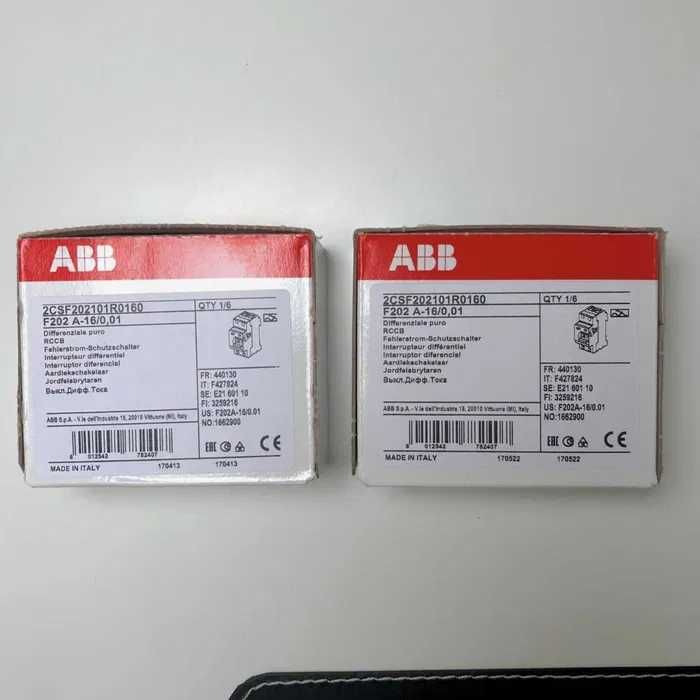 Diferential tip A, ABB, RCCB, RCBO, 30mA, 10mA, 100mA, 6A - 63A noi