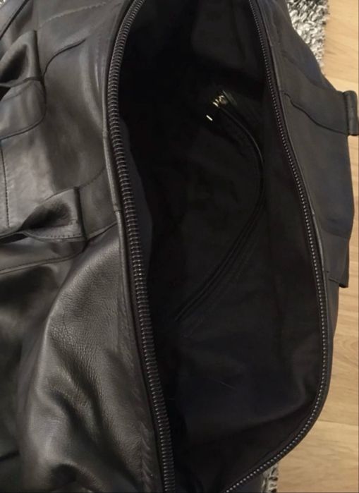 Geanta din piele naturala pt transport/voiaj/sala negru