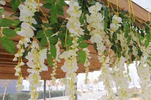 Flori wisteria artificiale matase lungi albe pt panou nunta decor