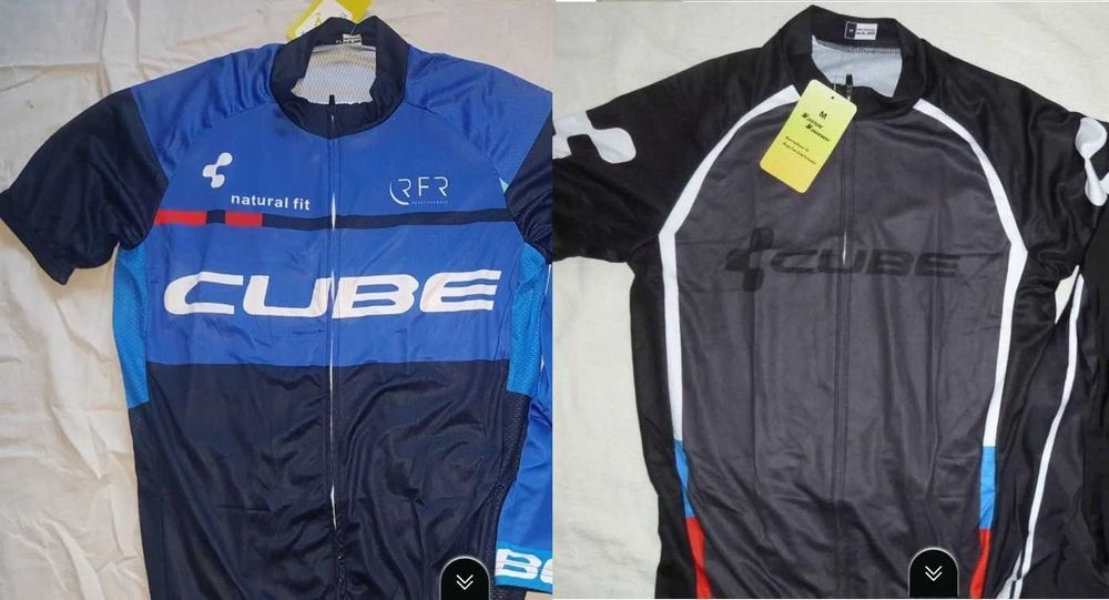 Echipament ciclism Cube Albastru sau negru NOU set tricou si pantaloni