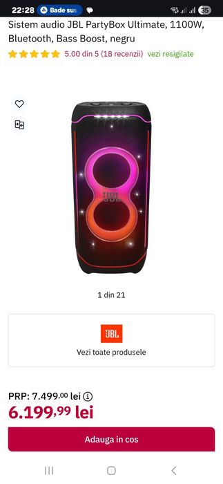 Boxa jbl partybox ultimate 1100W